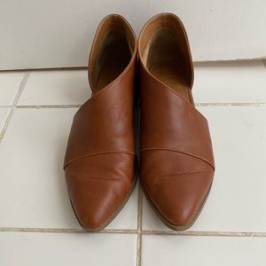 Cognac Leather Cut Out Flats Size: 8.5